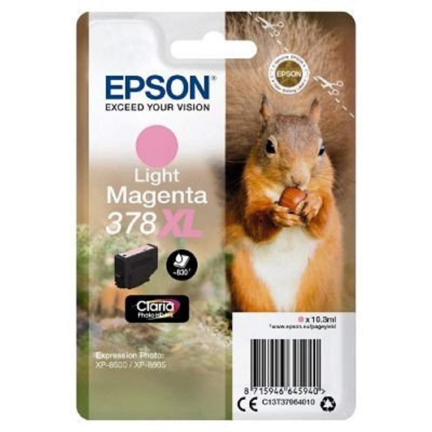 Epson 378XL Light Magenta Squirrel High Yield Genuine, Claria Photo HD Ink Cartridge
