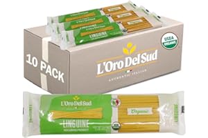 Organic Linguine,100% Durum Wheat, Italian Pasta, Premium Quality Product of Italy (10 pack x 16 Oz) Non GMO, Vegan, Kosher Certified by L'Oro del Sud
