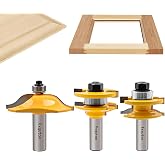 3PCS 1/2" Shank Router Bit Set, Raised Panel Cabinet Door Making Bit. | Cemented Carbide Router Bits, Woodworking Tools Router Door &amp; Window Bits (Tenon Joint Cutter Diameter: 1-3/4")