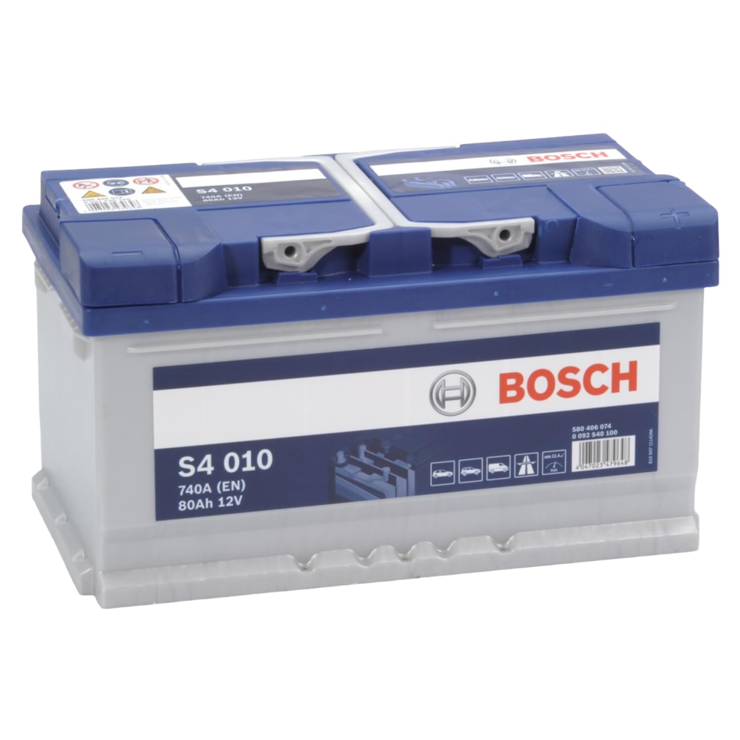 Bosch S4010 - car battery - 80A/h - 740A - lead-acid technology - for vehicles without Start/Stop system
