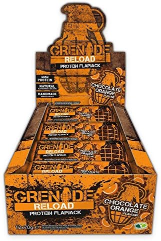 Grenade Reload Protein Flapjacks, 70 g, Chocolate Orange, Pack of 12 Bars