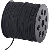 Tenn Well 2.6mm Suede Cord, 100 Yards Flat Faux Leather Cord String for Necklaces, Bracelets, Jewelry Making, Beading, DIY Crafts Halloween Decor (Black)