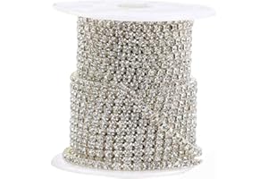 YANSANIDO 11 Yards 2mm Silver Crystal Rhinestone Close Chain Single Row Trimming Claw Chain Jewelry Crafts DIY (Silver)