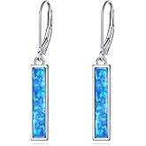 CRMAD Abalone Shell Bar Earrings for Women Sterling Silver Leverback Earrings Abalone Jewelry Gift