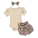 WOCACHI 3PCS Baby Girls Shorts Sets, Newborn Kids