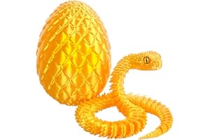 WUQIREN 3D Printed Snake Egg with Snake Inside,3D Printed Animals,Like Movable Snake Realistic Slithering Design,18inch Snake (Glod)