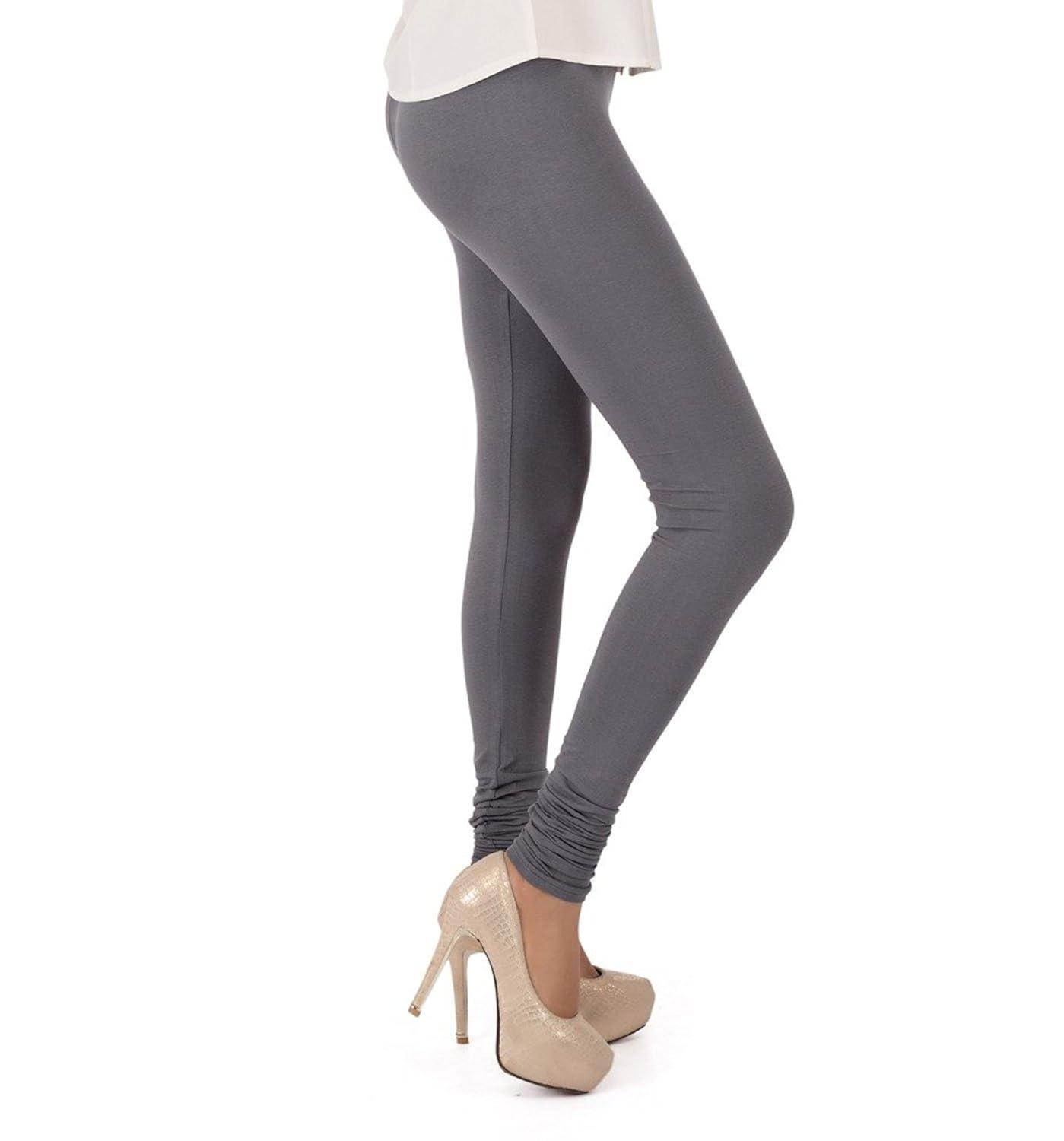 Buy 'V' Cut Women Leggings 'Cotton' Lycra 'Churidar'(GREY) By BARBIS at