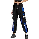 MEINVQIAOTI Black Cargo Pants for Women Straight Hip-hop and Thin Casual Techwear Women Baggy Pants