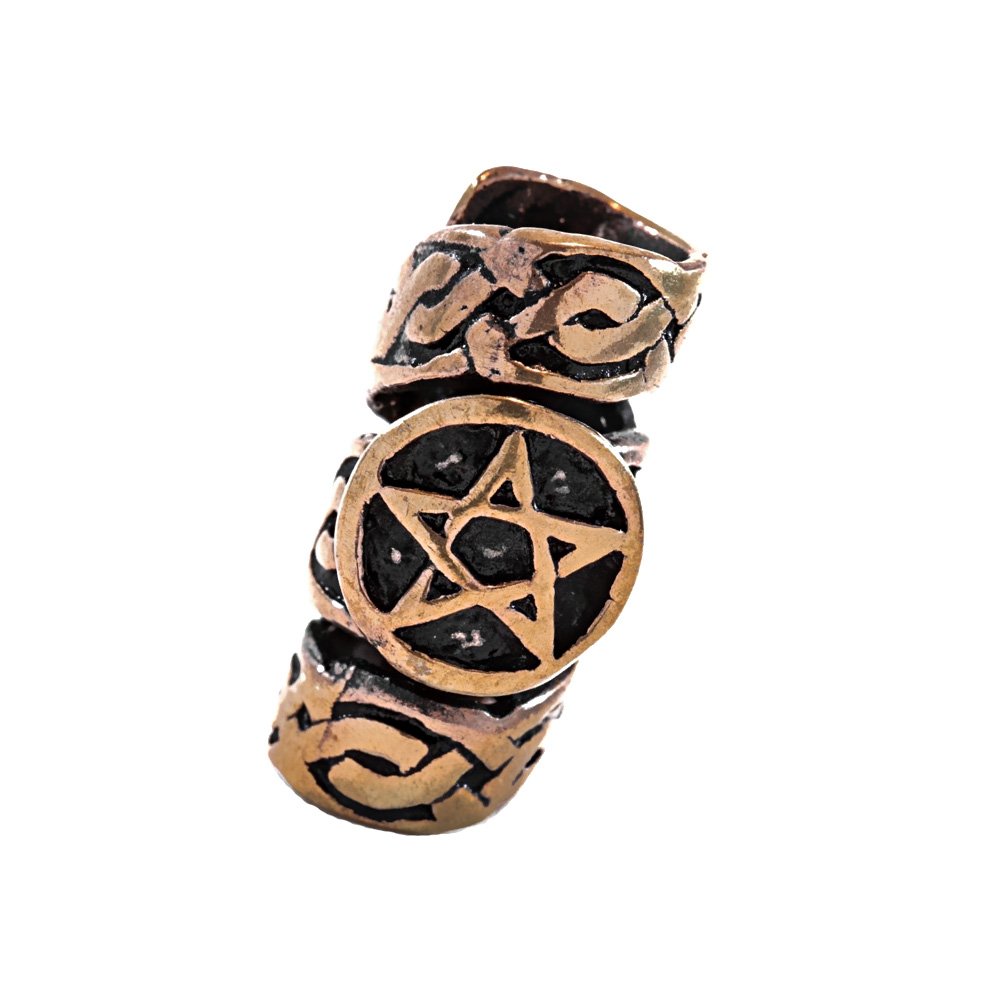 NKlaus Big Beard Bead FLAITH Celtic Jewellery with Pentagram Antique Bronze 7680