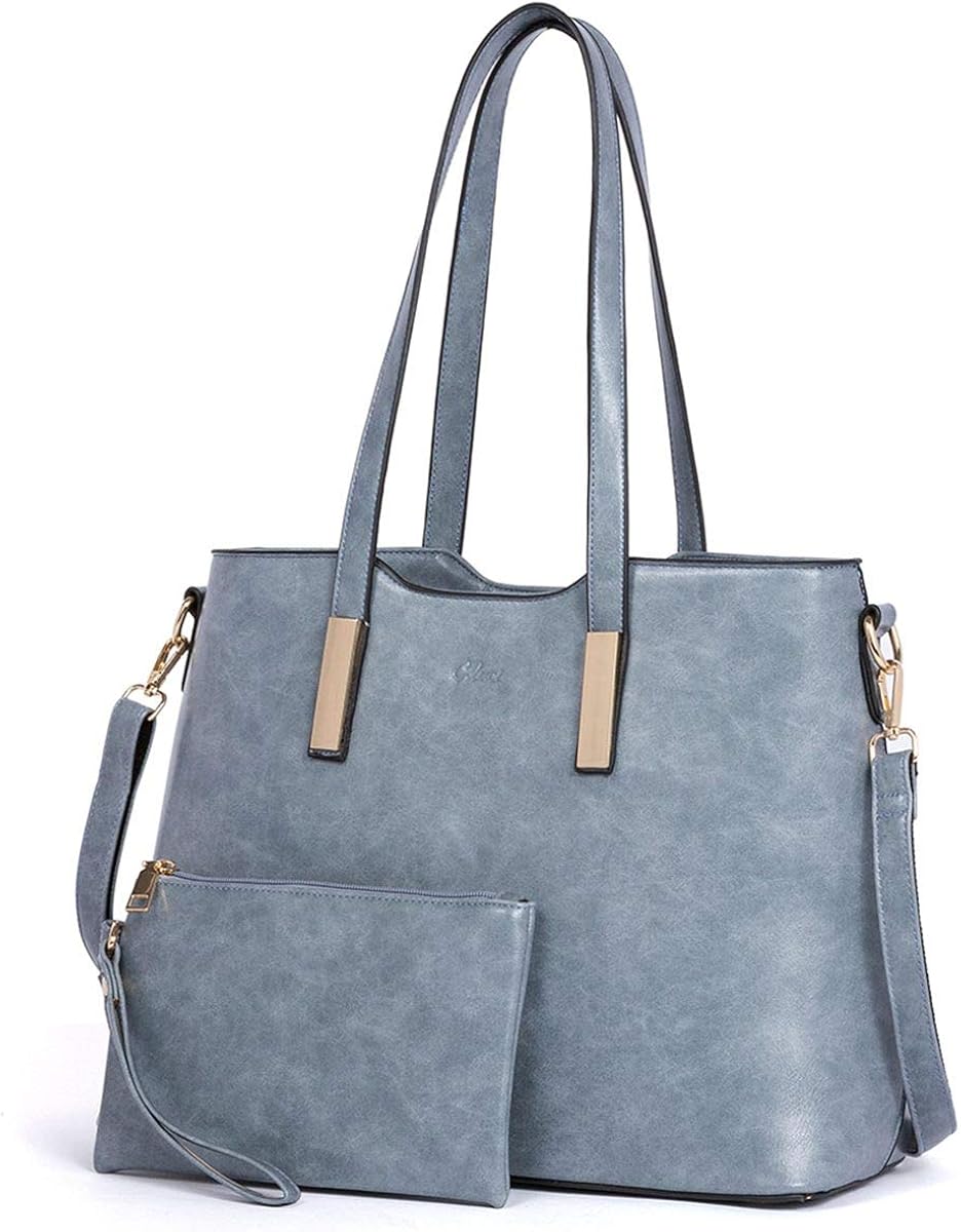 CLUCI Purses and Handbags for Women Leather Designer Tote Large Fashion Ladies Shoulder Bags with Inner Pouch 2Pcs Set