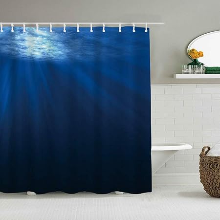 Kgblfd Personalisierter Duschvorhang,Ozeanblaues Unterwasser