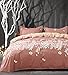 Nanko Pink Duvet Cover Set Queen - Floral Printed, 3 Piece - 1200 TC - 90x90 Luxury Microfiber Down Quilt Bedding Cover with Zipper, Ties for Women, Coral