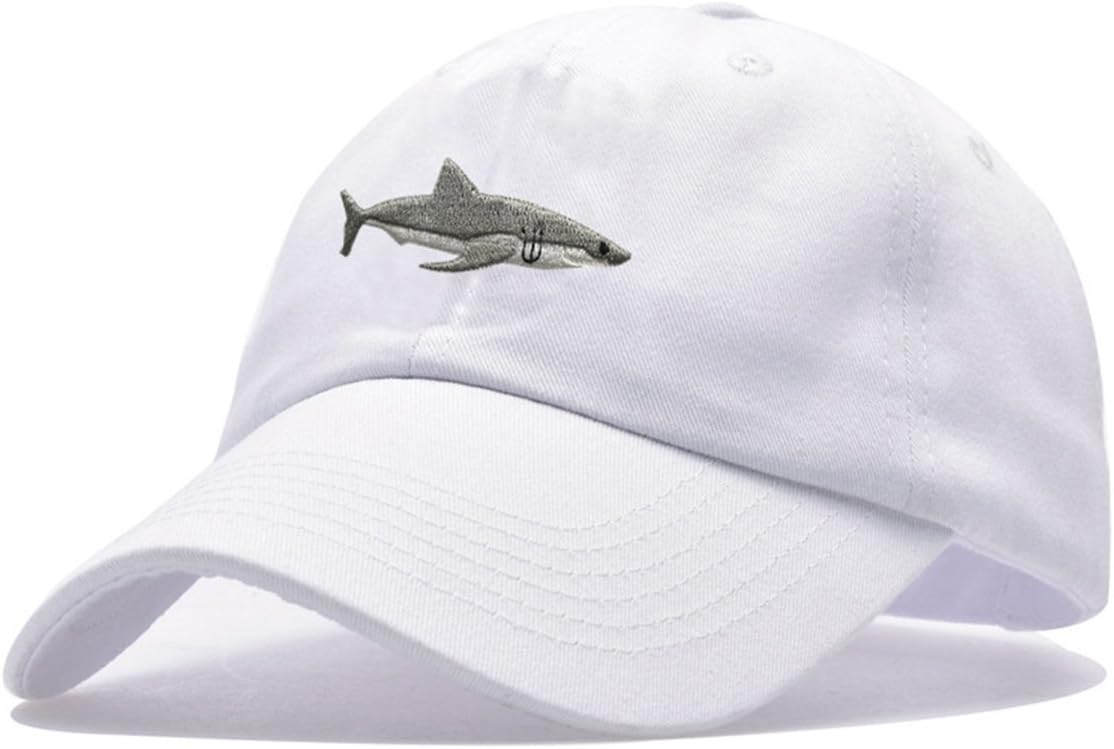 Woman Mens Baseball Cap 100% Cotton Washed Shark Embroidery Casual Sun Caps Adjustable Dad Hat