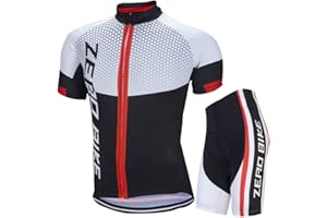 ZEROBIKE Men's Short Sleeve Breathable Cycling Jersey Set 3D Padded Bicycle Shorts Sportswear Suit Quick Dry