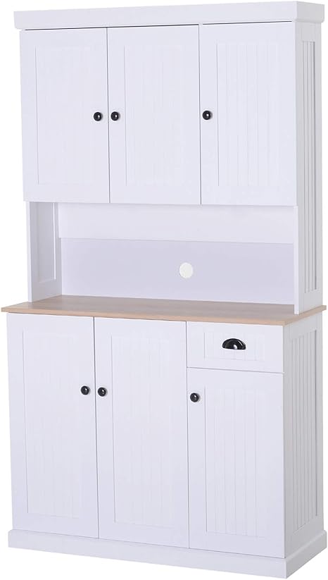Homcom 71 Inch Freestanding Kitchen Cabinet With Top And Bottom
