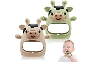 CAHILON 2 Pack Baby Teething Toys 0-6 6-12 Months, Adjustable Anti Dropping Wrist Teething Mittens, Food Grade Silicone Baby Chew Toys for Sucking Needs Teether for Newborns Infants Teething Relief