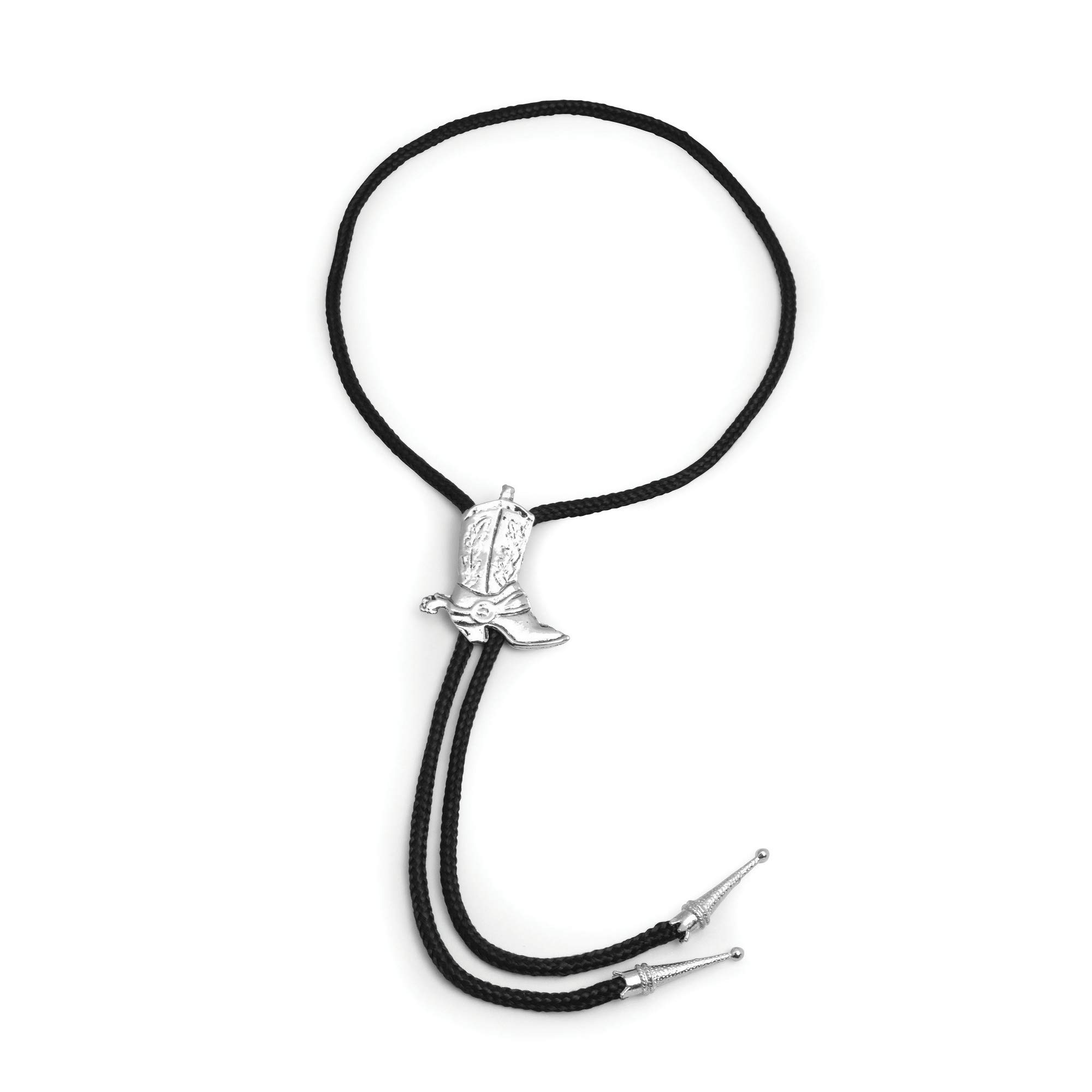 Cowboy Booth Bootlace Tie - 1 Pc, Black & Silver Combination Accessory, Perfect for Western Themed Party, Gift Idea & More Halloween