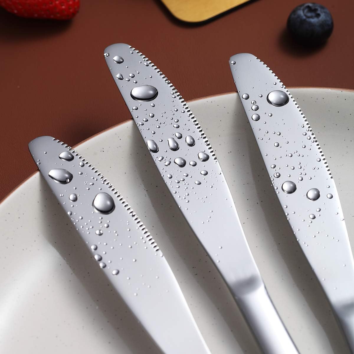 Dinner Knives Set Of 6, Berglander Stainless Steel Shiny Mirror Dinner Knife, Butter Knife Spreader Table Knives Sturdy And Dishwasher Safe: Kitchen & Dining