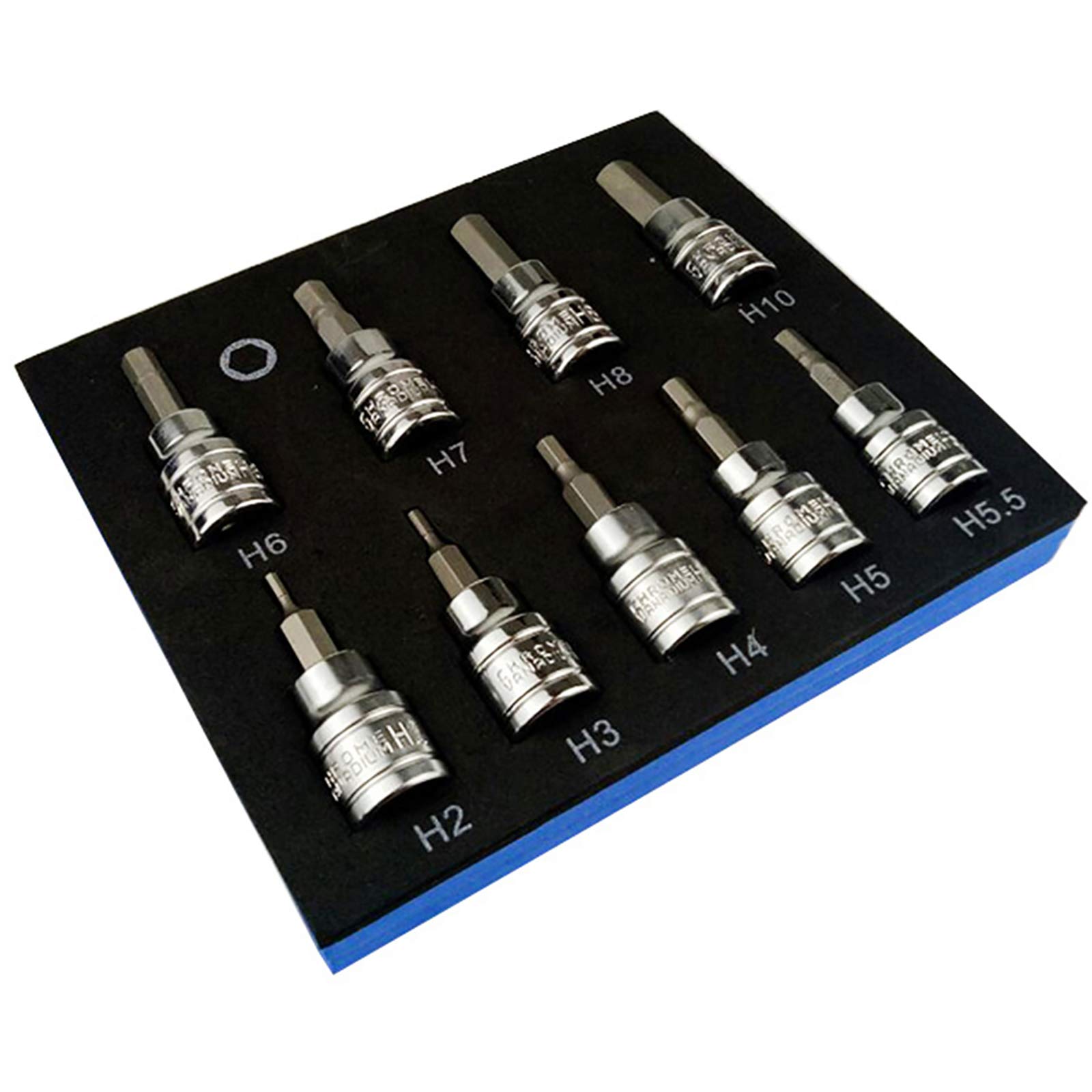 SagaSave 9pcs 3/8 inch Imperial Hex Allen Key Socket Bit Set 2mm to 10mm