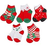 Ehdching 5 Pack Baby Kids Toddler Girls Boys Christmas Holiday Socks - Cotton Xmas Socks Cute Fashion Cartoon Funny