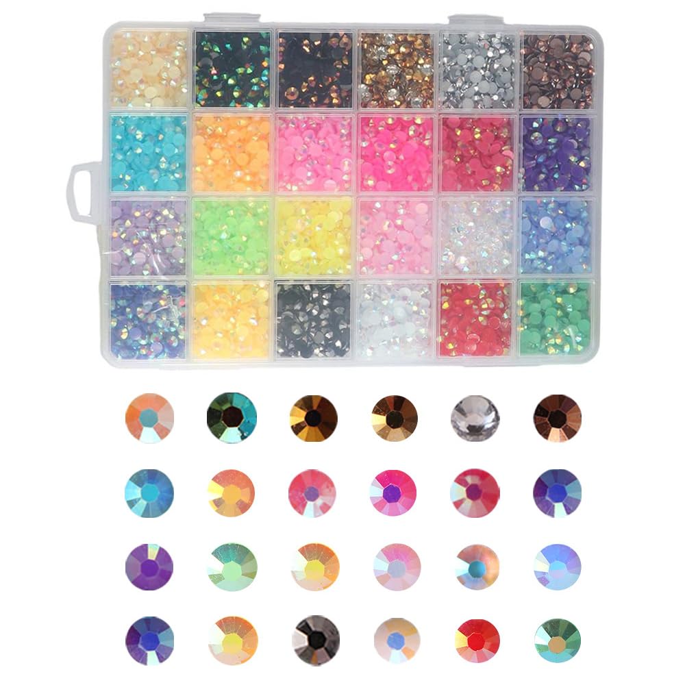 YYlingx 5mm 24 Colors AB Resin Flatback Rhinestones Kit 12000 PCS Jelly Rhinestones Flatback Colorful Resin Crystal AB Rhinestones for DIY