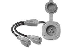 15A,125V AC Shore Power Plug,Waterproof RV Electrical Outlet Receptacle Box Integrated Shore Power Inlet for Rv Power Inlet T