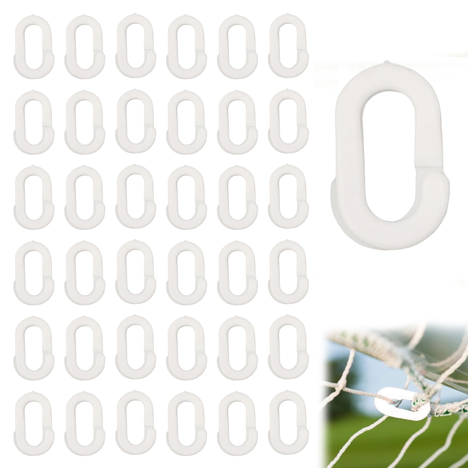 36PCS Football Goal Net Clips - Soccer Goal Accessories for Nets, Tennis Nets and Outdoor Sports - Easy to Fit for Players, Teammates and Coaches (White)