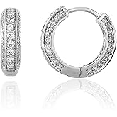 YOSZO Hoop Earrings for Women 18K Gold Plated Iced Out Silver Huggie Earrings for Men Hypoallergenic Cubic Zirconia Earrings