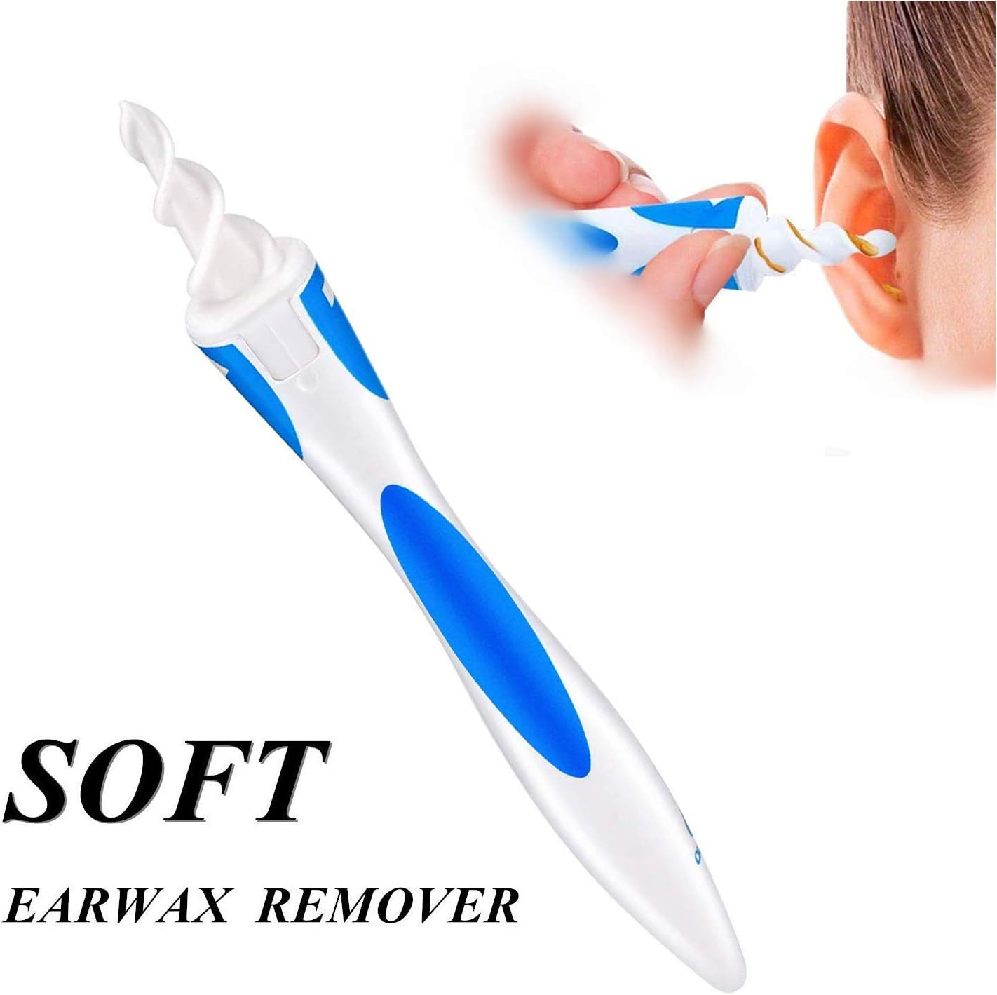 Q Grips Ear Wax Remover - 2020 New Safe Ear Wax Removal Tool, Smart Flexible 16 Pcs Ear Cleaner Swab Soft Safe Spiral Removal Cleaner q-Grips Ear Pick Clean for Adults and Kids (Blue)