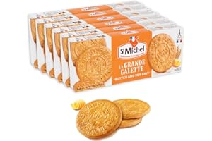 St Michel Grandes Galettes Butter Cookies Biscuits with Sea Salt 5.29oz, Pack of 6, Made in France, Non-GMO Pure Butter Cookies