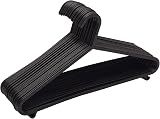 Straame Black Plastic Hangers with Hooks - Premium Space Saving Pack of 50