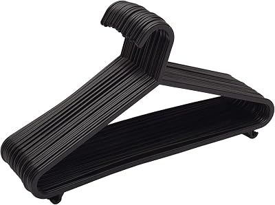 Straame Black Plastic Hangers with Hooks - Premium Space Saving Pack of 50