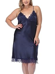 ABC-STAR Women's Plus Size Satin Slip Nightgown