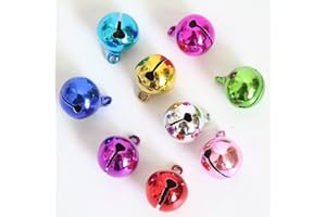 YOETSPDS 50 Pcs Small Bells Multicolor Jingle Bells for Crafts Electroplated Bronze Bells 1/2 inches Craft Bells for Gift Box Decoration Pet Christmas DIY Crafts