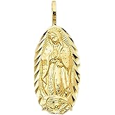14k REAL Yellow Gold Religious Our Lady of Guadalupe Charm Pendant