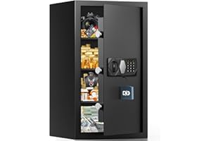 RXUJYC 5.0 Cuft Large Fireproof Safe for Home Use, Digital Home Safes Water and Fireproof with Spare Keys and Alarm System, Anti-Theft Fire Proof Safe Box for Home Office