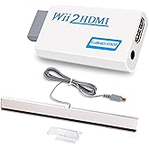 Xahpower 2 in 1 Accessories Bundle Kits for Wii, Wired Infrared Ray Sensor Bar and Wii to hdmi Converter Compatible with Nintendo Wii