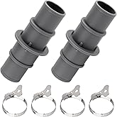 Tinoaly 2pcs Pool Hose Adapter, 1-1/4" or 1-1/2" ABS Material Vacuum Hose Adapter Connector with Stainless Steel Clips for Sw