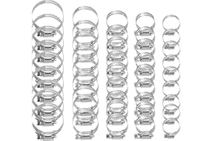 50PCS Small Hose Clamp Assortment Kit Stainless Steel Worm Gear Hose Clamps for Radiator Heater Water Pipe Plumbing Automotiv