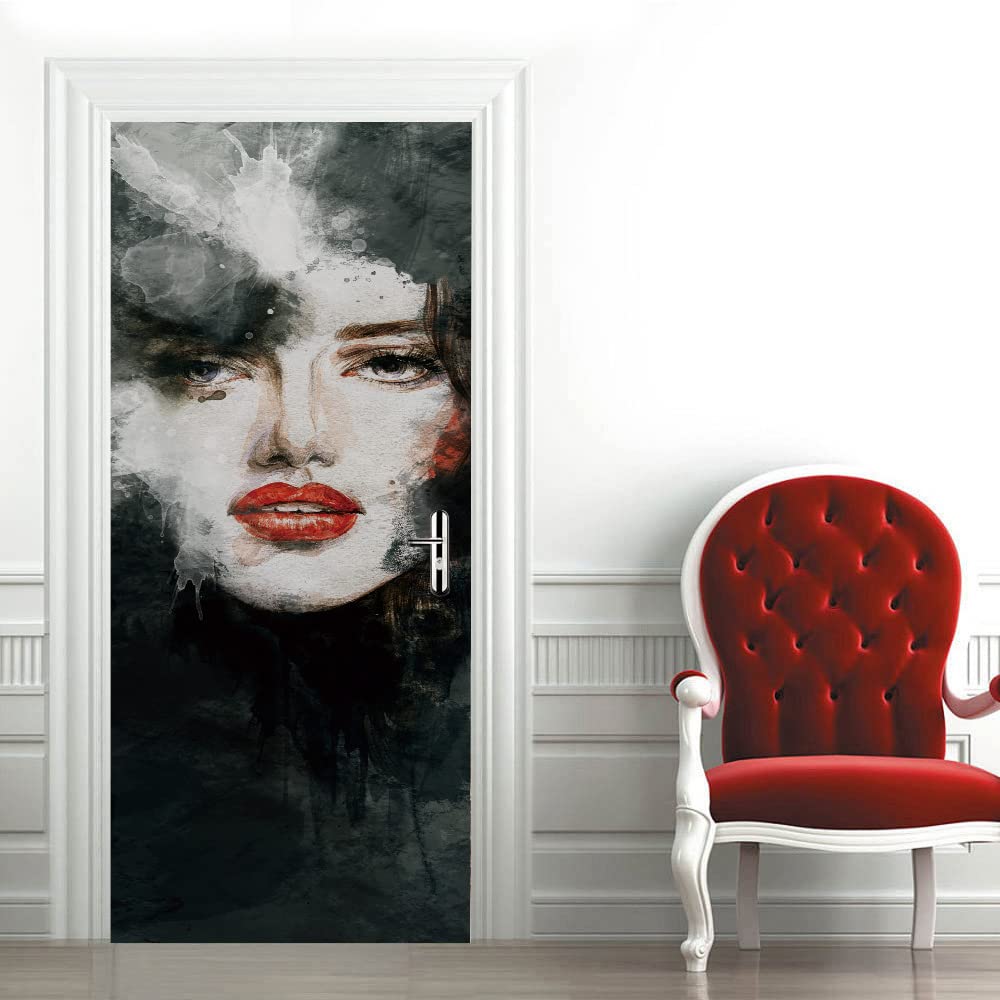 3D Door Mural Art Office Art Door Stickers for Interior Doors, Bedroom Living Room Bathroom House Decoration 30.3" x 78.7" (13#-Fashion, 30.3"W x 78.7"L) …
