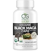 OS Organic Side | Organic Black Maca 60 Capsules | Natural Supplement with Black Maca Root Powder | Plant-Based Capsules for Energy, Vitality, and Hormonal Balance