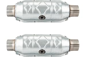 Torchtree 2.5 inch Universal Catalytic Converter, 2 Pack 2.5" Inch Inlet/Outlet High Flow Catalytic Converter with Heat Shield and O2 Port (EPA Compliant)