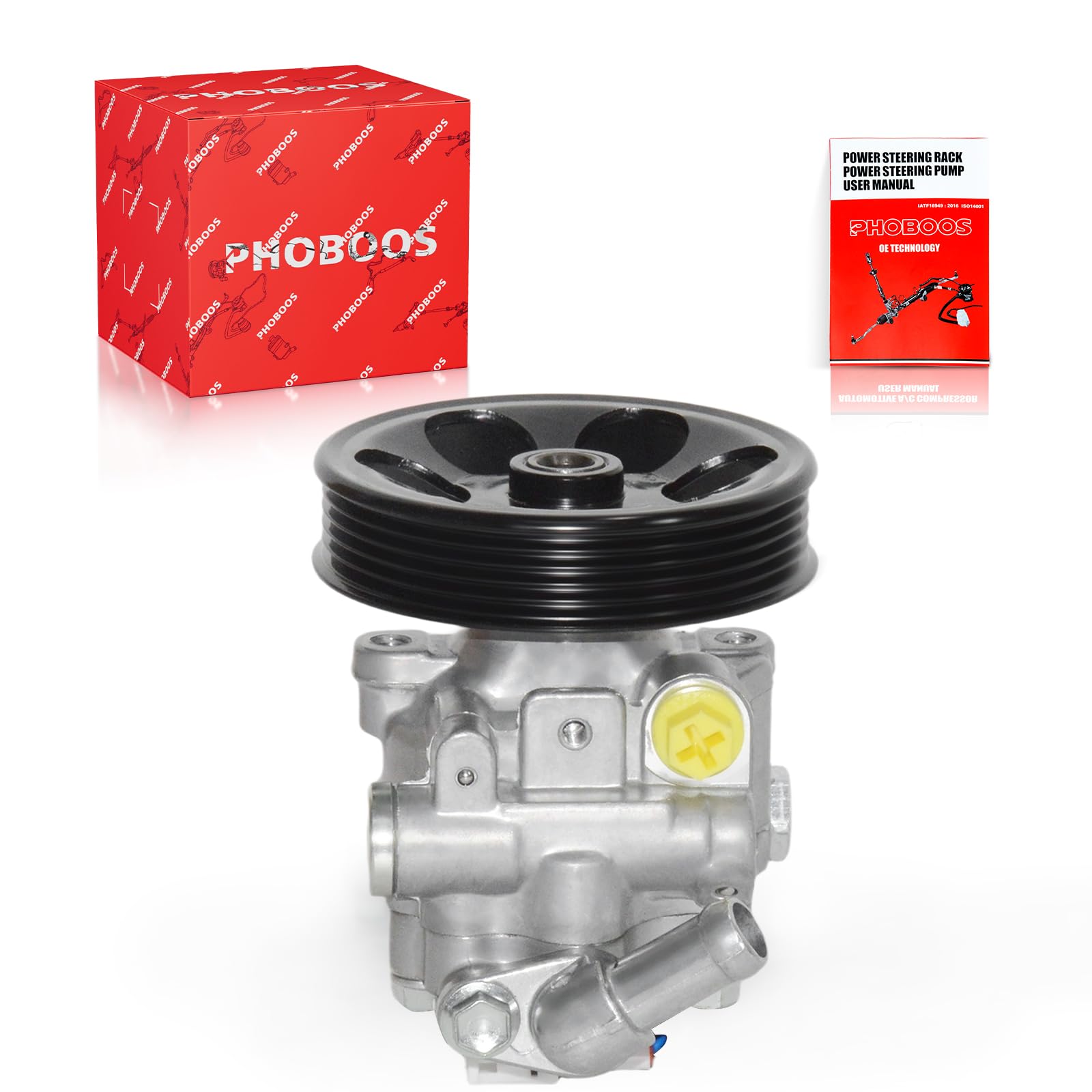 Photo 1 of PHOBOOS Power Steering Pump Compatible with Subaru Forester 2009-2010, Impreza 2008-2011, 2.0L/2.5L, with Outlet & Pulley, Smooth Steering, Low Noise, High Durability, Ref. 21-331