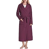 Latuza Women's Waffle Knit Robe Hooded Long Bathrobe