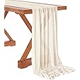 10Ft Ivory Chiffon Table Runner 27x120 Inches Long Romantic Sheer Runner for Boho Wedding Party Bridal Shower Decorations