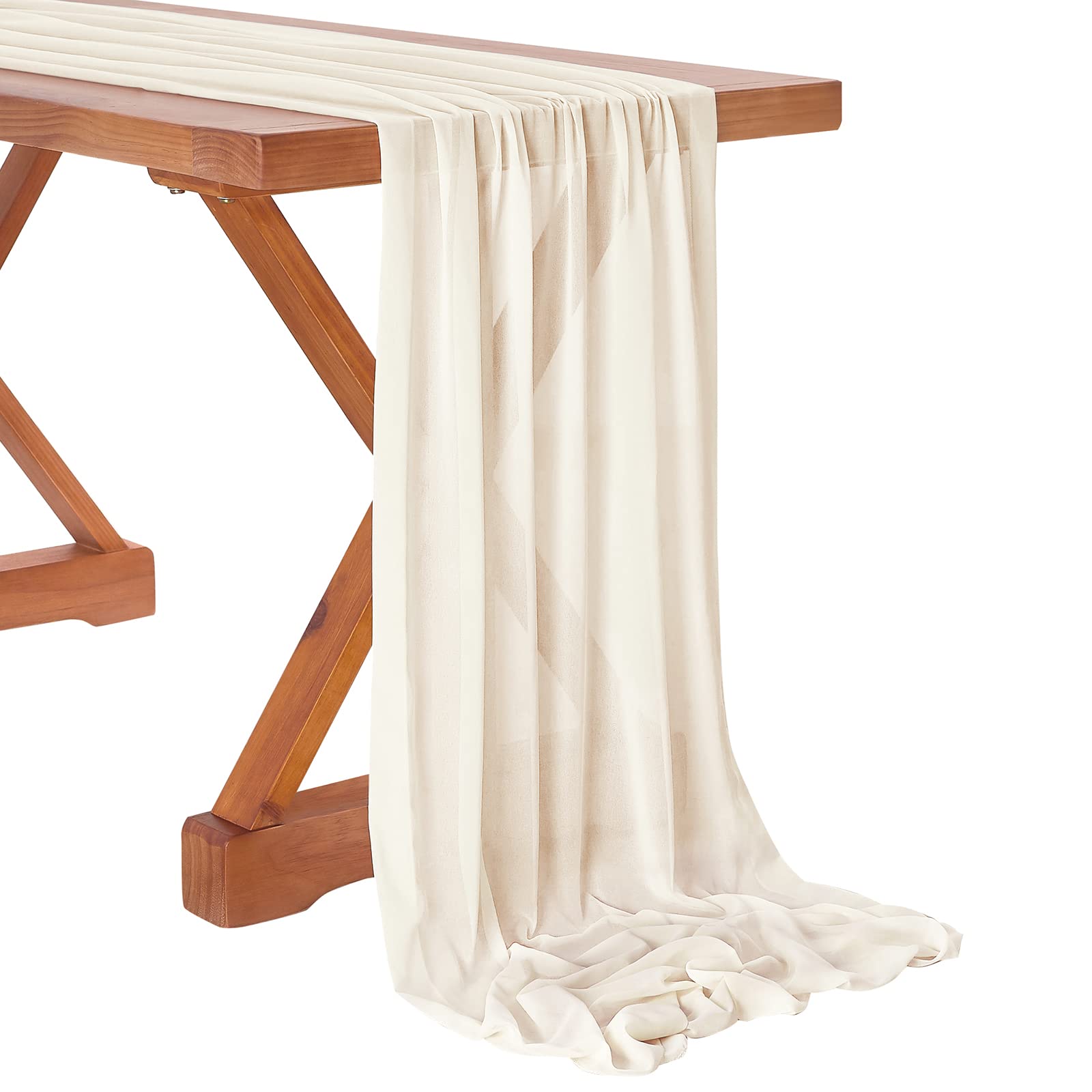 Photo 1 of 10Ft Ivory Chiffon Table Runner 27x120 Inches Long Romantic Sheer Runner for Boho Wedding Party Bridal Shower Decorations