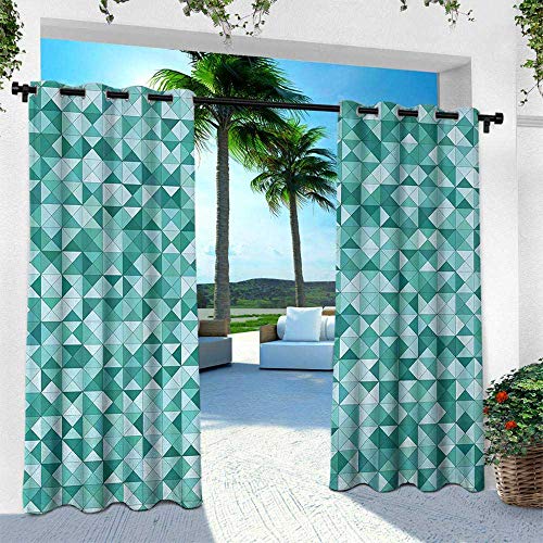Hengshu Teal Exterior Outside Curtains Triangle Mosaic With