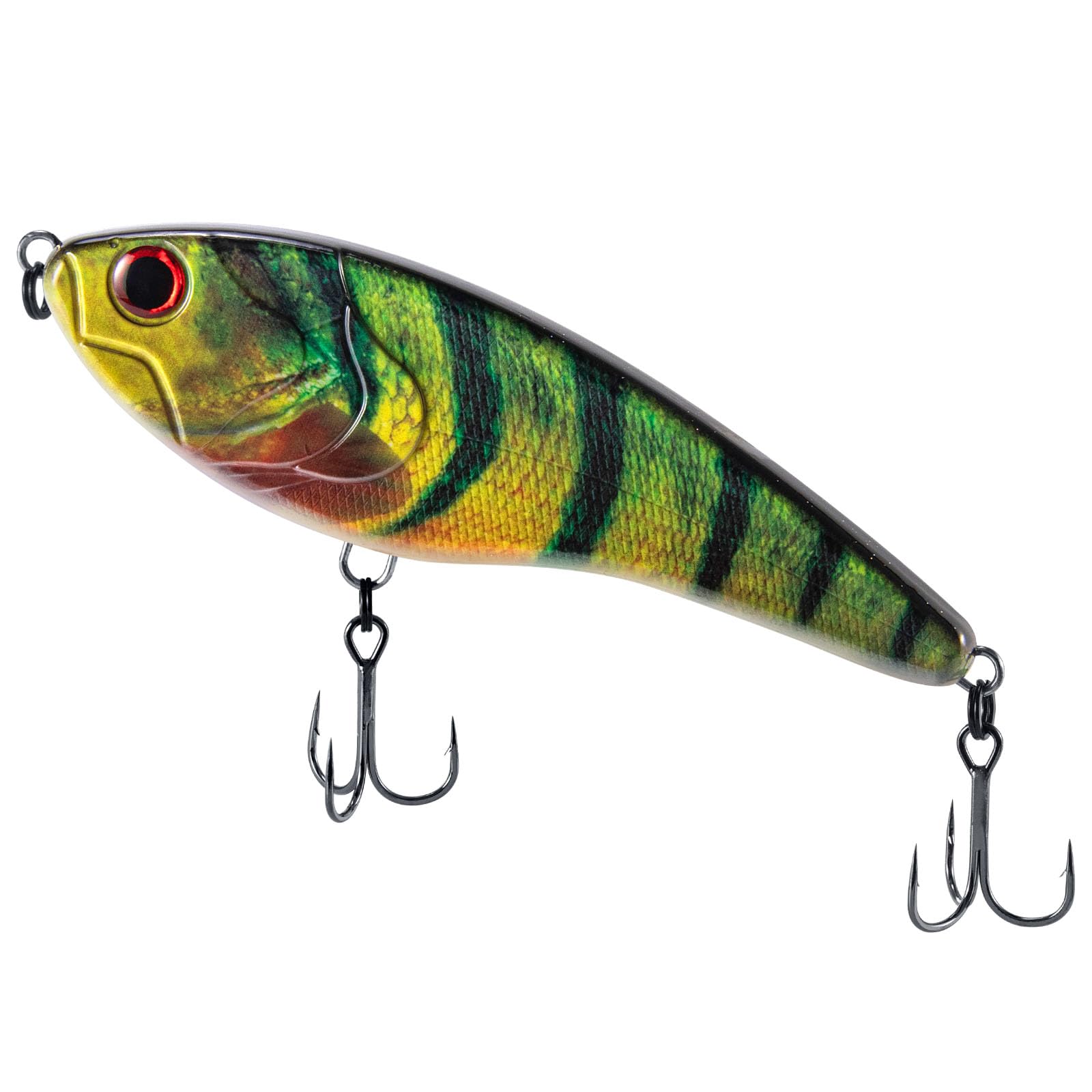 Dr.Fish Pike Fishing Lure Jerkbait Wobbler 130mm/57g Slow Sinking Glide Bait for Predator Fish with Loud Rattle - Jungle Stripes