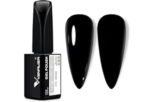 V VENALISA VENALISA 15ml Black Gel Nail Polish, Black Gel Polish Color Soak Off UV LED Nail Gel Polish Nail Art Starter Manicure Salon DIY at Home, 0.53 OZ