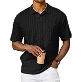Sailwind Men's Short Sleeve Texture Polo Shirts Casual Summer Classic Collared Golf Shirt